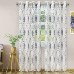 Best deal ✔️ Curtain Panels Superior Elegant Scroll 2 Panels Sheer Curtains 🎉