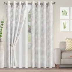 Budget 🌟 96 - 108 In. Superior Foliage Embroidered 2 Panels Sheer Curtains ✔️