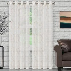 Brand new π 96 - 108 In. Superior Lattice Embroidered 2 Panels Sheer Curtains βοΈ