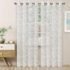 Deals 🤩 96 - 108 In. Superior Scroll Embroidered 2 Panels Sheer Curtains ⭐