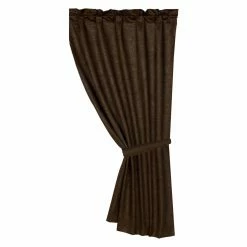 New ❤️ Curtain Panels HiEnd Accents Tooled Leather Curtain - Chocolate 😉