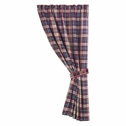 Best Pirce ⭐ 73 - 84 In. HiEnd Accents Plaid Curtain With Tieback - Blue 😀