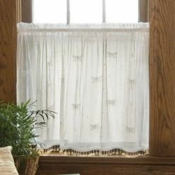 Best deal 🔥 Curtain Tiers Heritage Lace Dragonfly Tier With Trim 🌟