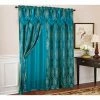 Best Pirce 😀 Curtain Panels RT Designers Collection Kenyon Damask Textured Jacquard 84 In. Single Rod Pocket Curtain Panel With Attached Valance 🛒