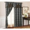 Deals 💯 Curtain Panels RT Designers Collection Gloria Floral/Damask Textured Jacquard 84 In. Single Rod Pocket Curtain Panel With Attached Valance 😍