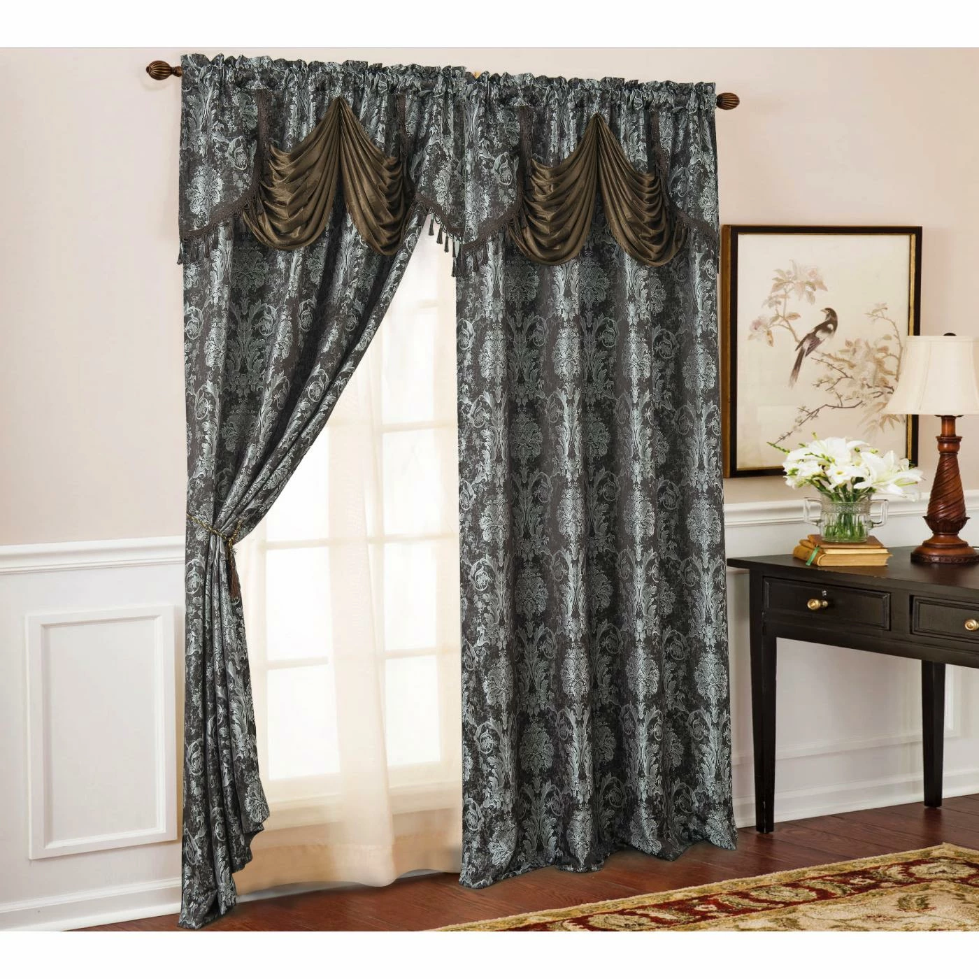 Deals π― Curtain Panels RT Designers Collection Gloria Floral/Damask Textured Jacquard 84 In. Single Rod Pocket Curtain Panel With Attached Valance π 1 Deals π― Curtain Panels RT Designers Collection Gloria Floral/Damask Textured Jacquard 84 In. Single Rod Pocket Curtain Panel With Attached Valance π