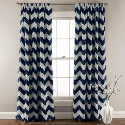 Outlet 🎁 Curtain Panels Half Moon Chevron Blackout Window Curtain Set 🤩