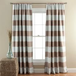 Budget 🥰 Curtain Panels Half Moon Stripe Blackout Window Curtain Set 🧨