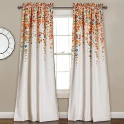 Outlet ๐ 73 - 84 In. Half Moon Weeping Flowers 2 Piece Curtain Panel Set ๐