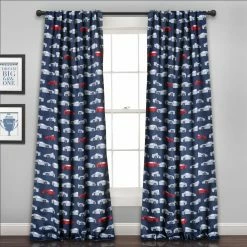 Hot Sale ⭐ Curtain Panels Lush Decor Race Cars Room Darkening Window Curtain Set 🎉