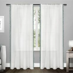 Top 10 🛒 96 - 108 In. Exclusive Home Tassels Textured Sheer Curtain Panel Pair ✔️ -Window Curtains Shop scaleAMAL083