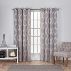 New 🌟 Curtain Panels Exclusive Home Montrose Ogee Geometric Jacquard Grommet Top Curtain Panel Pair 😀 -Window Curtains Shop scaleAMAL113