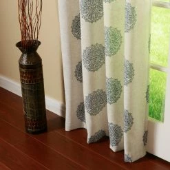 Discount 🤩 Best Home Fashion Medallion Linen Grommet Top Curtain Panels 😍 -Window Curtains Shop scaleBESH017