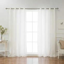 Buy 🔥 Curtain Panels Best Home Fashion Belgian Flax Linen Grommet Top Curtain 😍 -Window Curtains Shop scaleBESH208