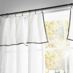 Brand new 😉 Curtain Panels Best Home Fashion Abelia Belgian Flax Linen Curtain With Bordered Valance 🤩 -Window Curtains Shop scaleBESH240