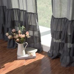 New 💯 Curtain Panels Best Home Fashion Faux Linen Ruffle Curtains 😀 -Window Curtains Shop scaleBESH257