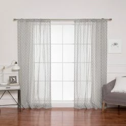Budget 🛒 Curtain Panels Best Home Fashion Diamond Trellis Curtains 🛒 -Window Curtains Shop scaleBESH273