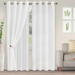 Budget 🌟 96 - 108 In. Superior Foliage Embroidered 2 Panels Sheer Curtains ✔️ -Window Curtains Shop scaleHCIN1396