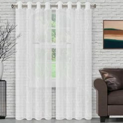 Brand new 😀 96 - 108 In. Superior Lattice Embroidered 2 Panels Sheer Curtains ✔️ -Window Curtains Shop scaleHCIN1398