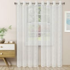 Deals 🤩 96 - 108 In. Superior Scroll Embroidered 2 Panels Sheer Curtains ⭐ -Window Curtains Shop scaleHCIN1399